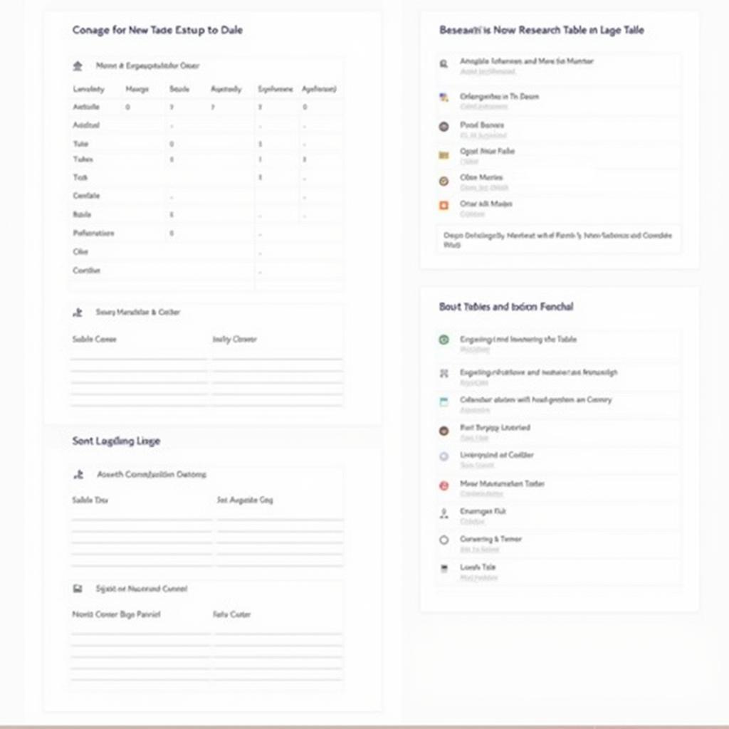 Professional Research Tables