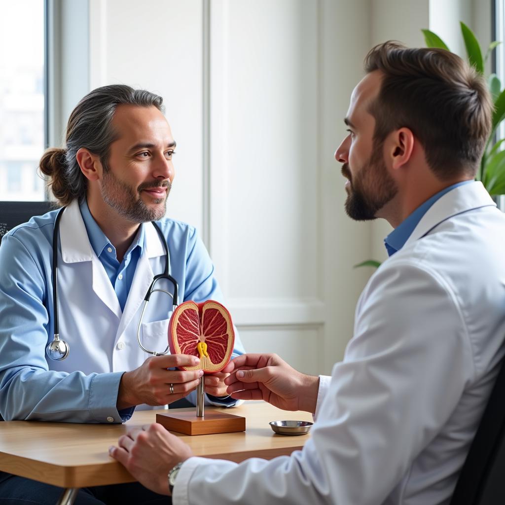 Doctor explaining treatment options to a prostate cancer patient