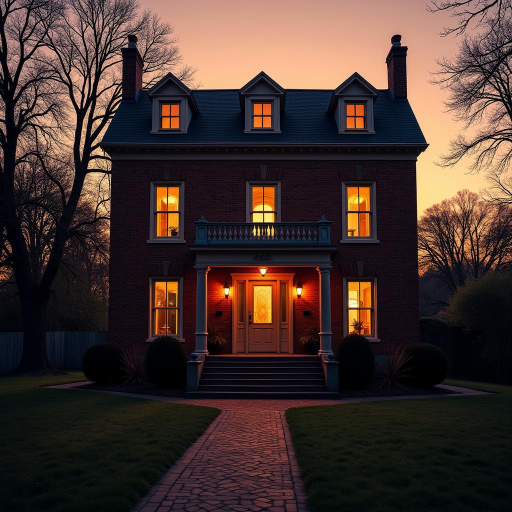 The exterior of the PSU Population Research Center at dusk, with an ethereal glow emanating from the windows