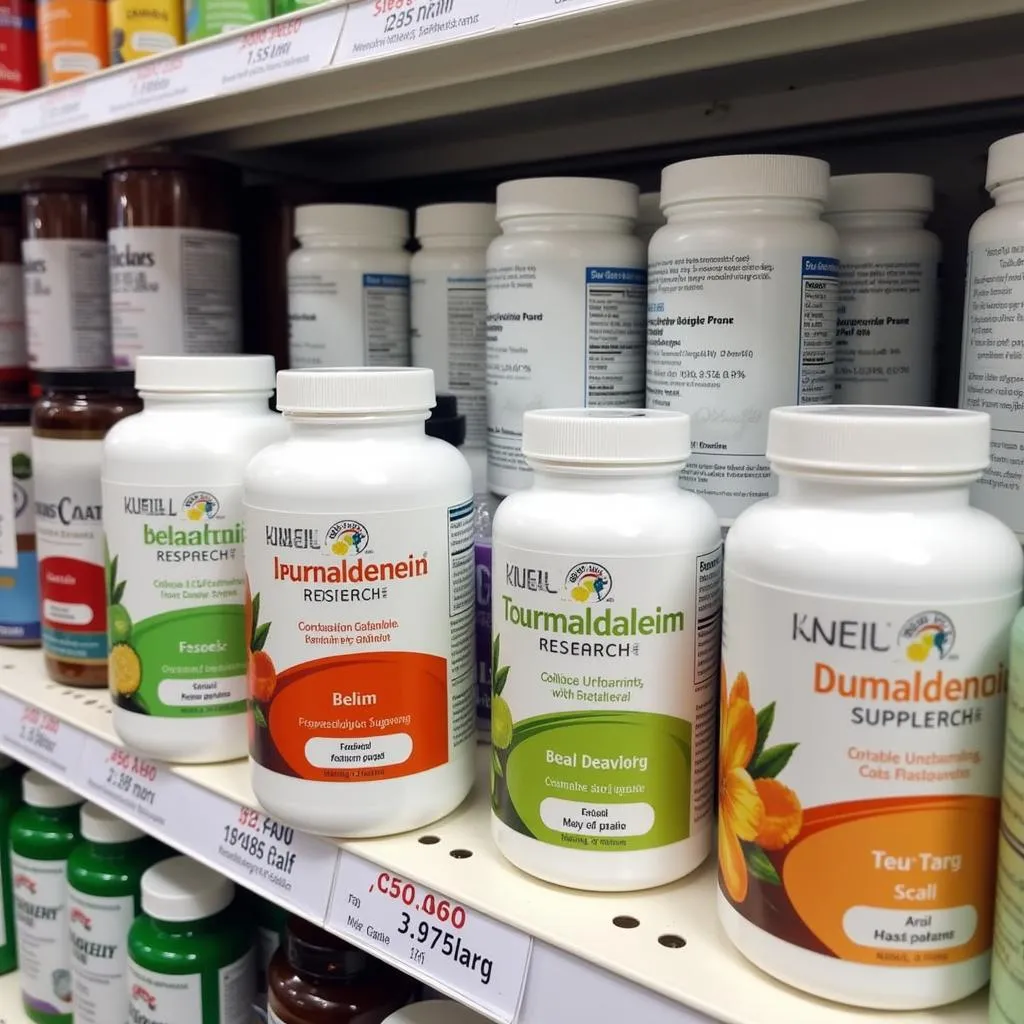 A diverse selection of Pure Health Research products displayed on a shelf