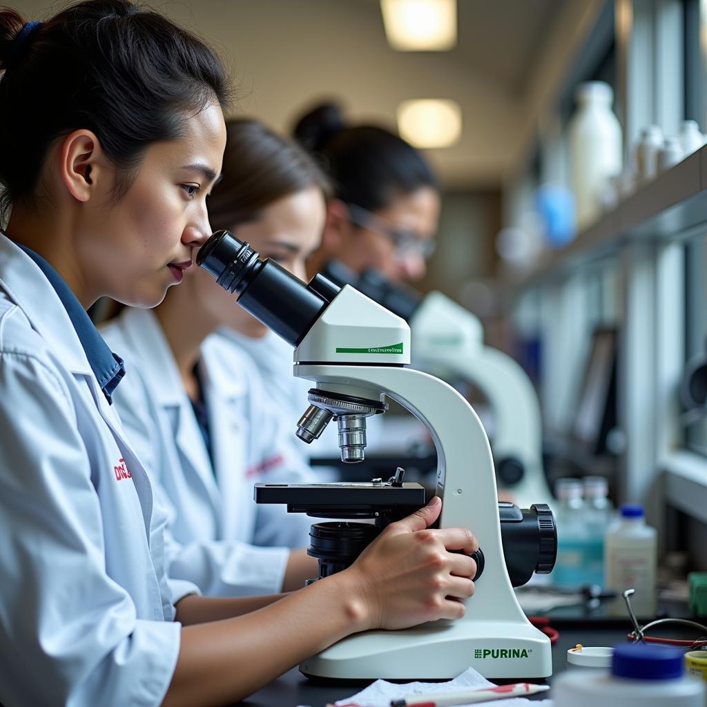 Purina scientists conducting research in the lab