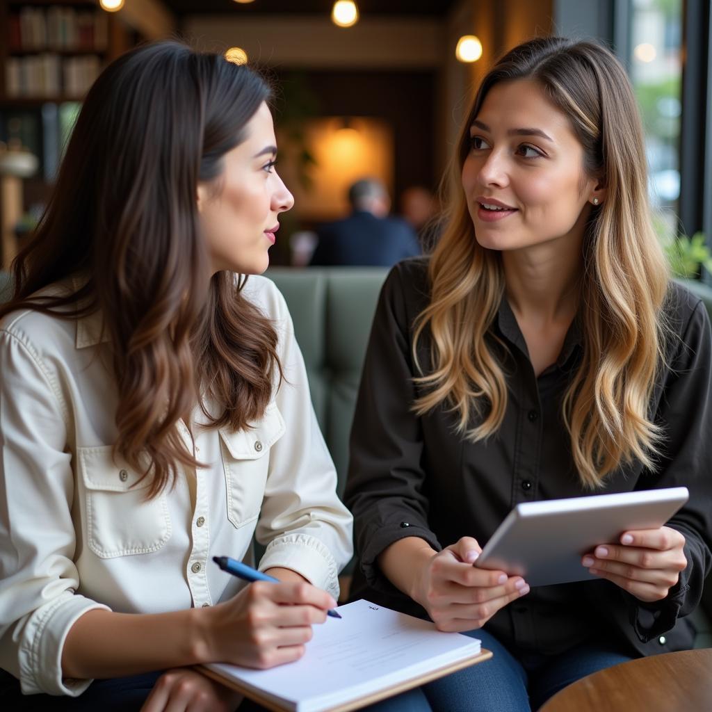 A researcher conducting an in-depth interview with a participant.