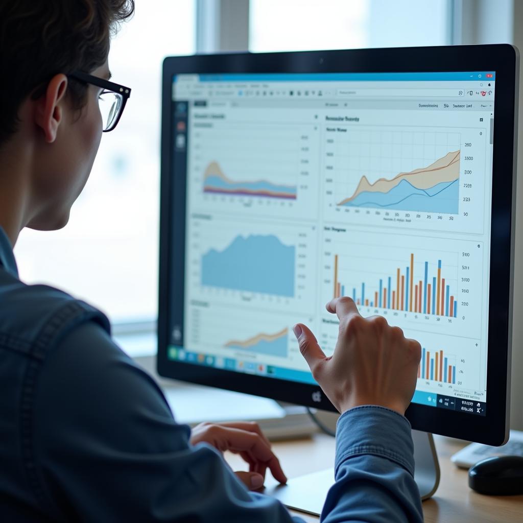 A quantitative researcher analyzing data on their computer