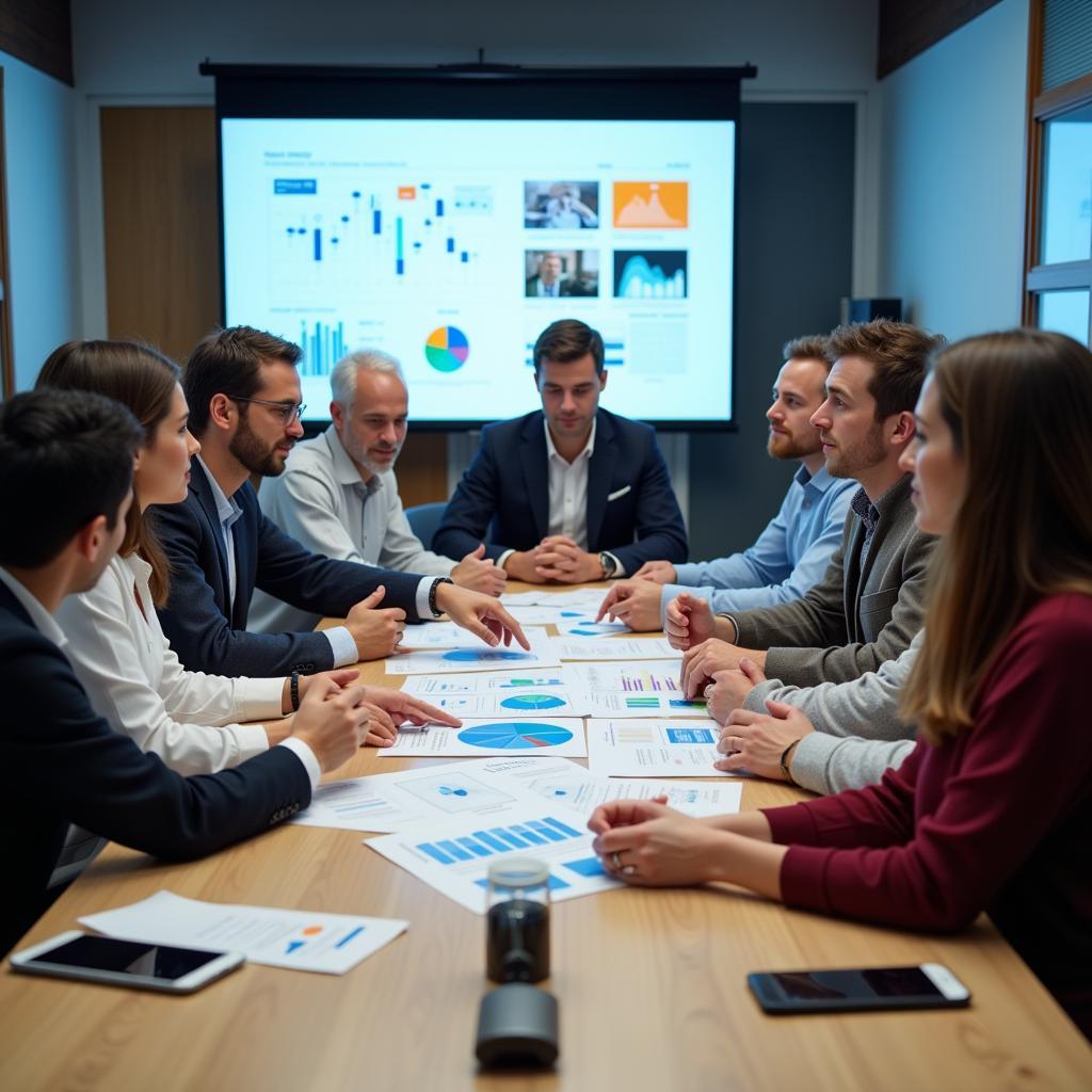 Researchers at Rangos Research Center discussing findings during a meeting