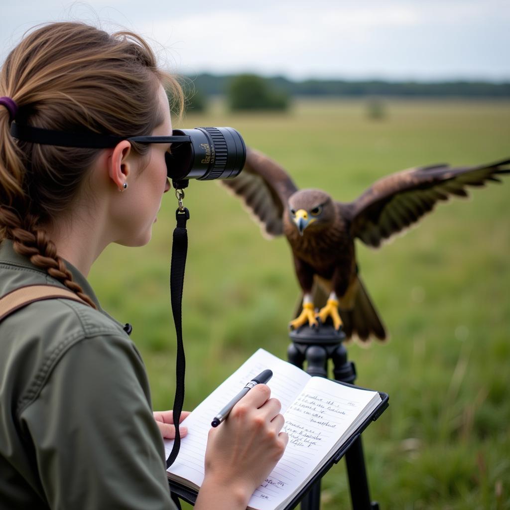 Raptor Researcher Conducting Field Studies