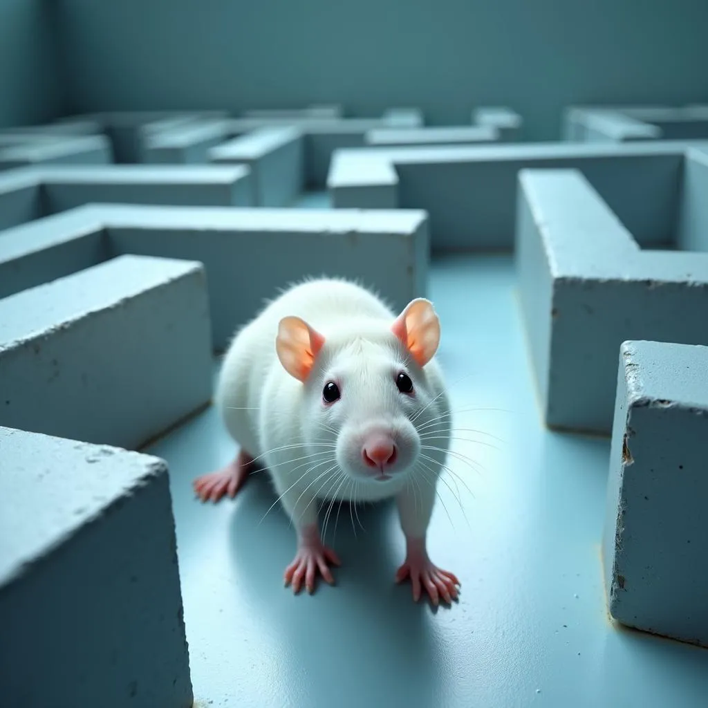 Rat navigating a maze in a learning experiment