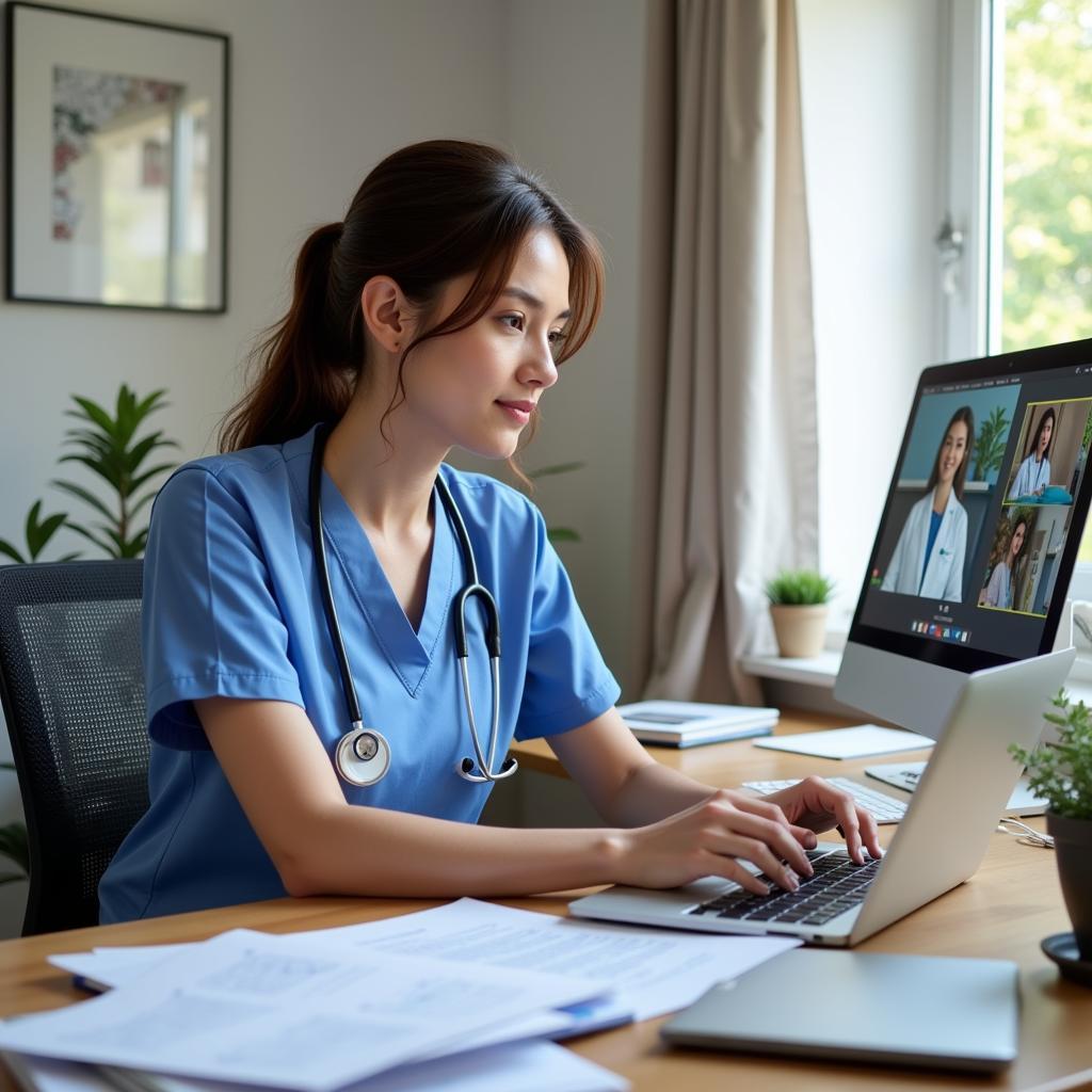 Remote Research Nurse Working from Home