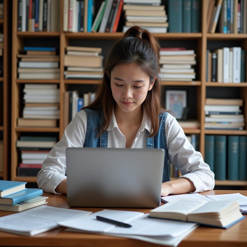 Research assistant analyzing data on a computer