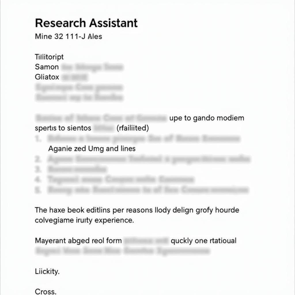 Example of a well-structured research assistant cover letter