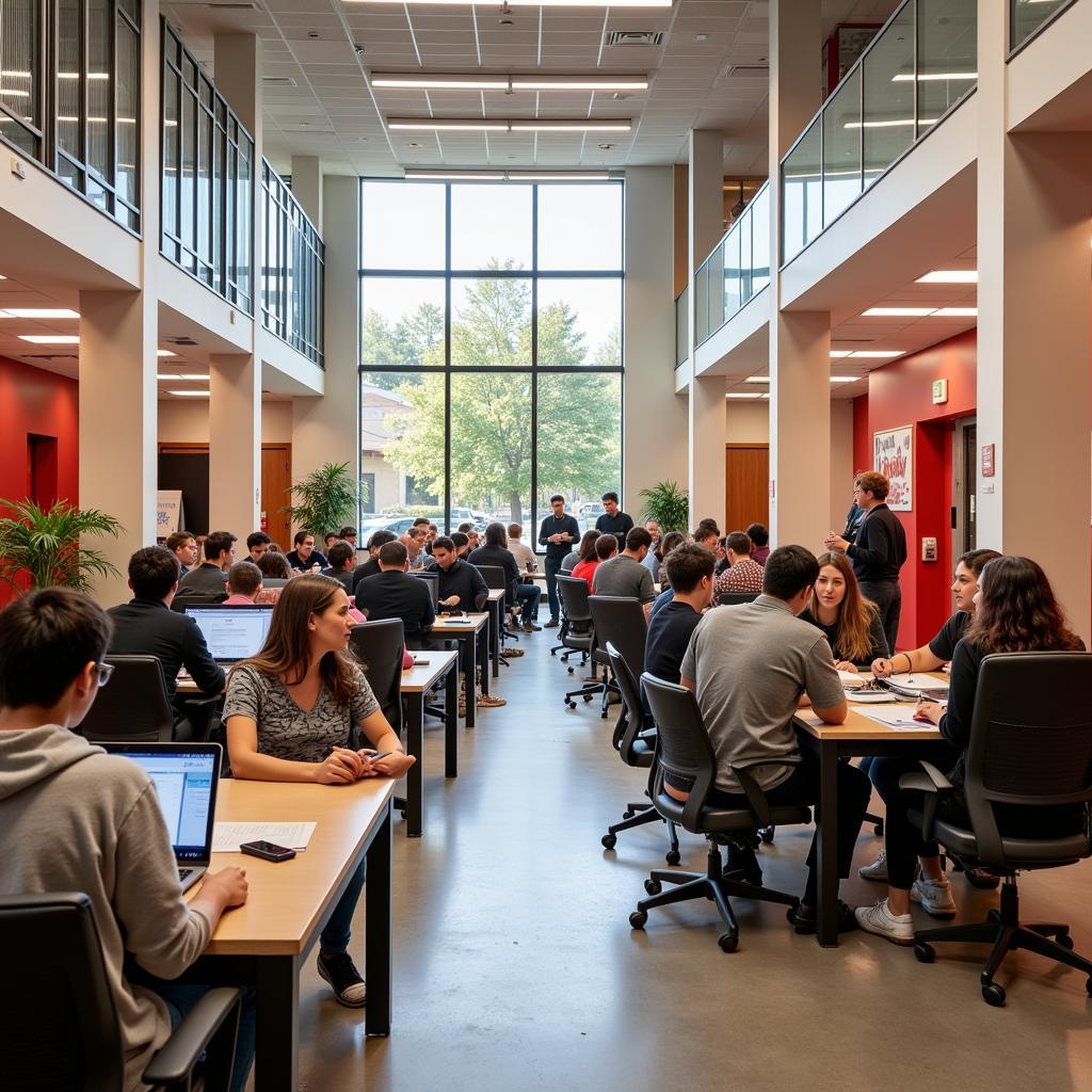 Students collaborating in Research Commons study spaces