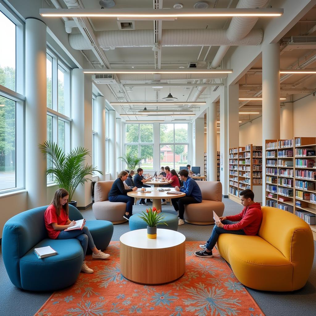 Students studying in Research Commons UW