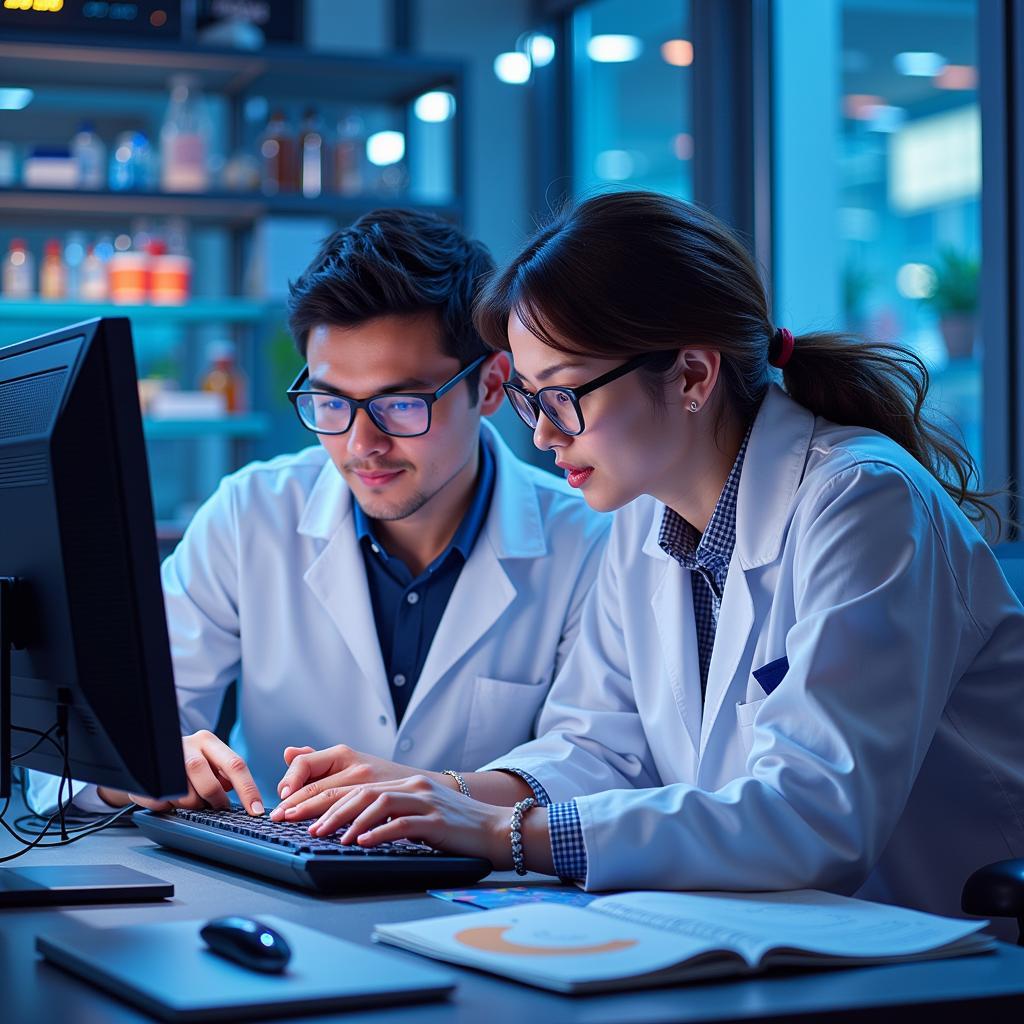 Scientists Collaborating in a University Research Lab