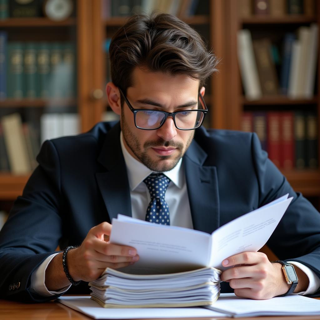 Research Lawyer Reviewing Case Files