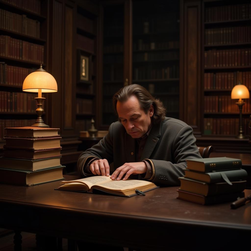 Scholar Conducting Research in a Library