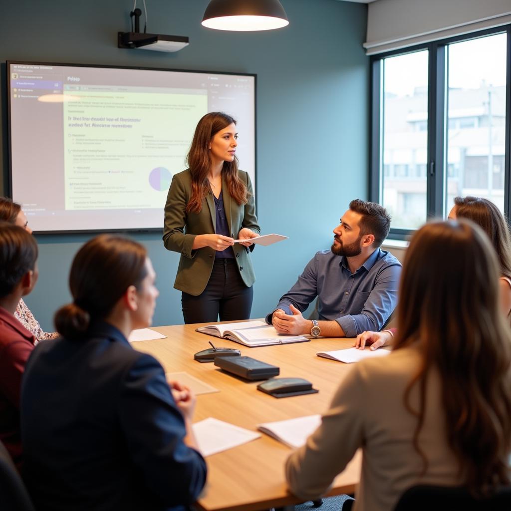 A research moderator leading a focus group