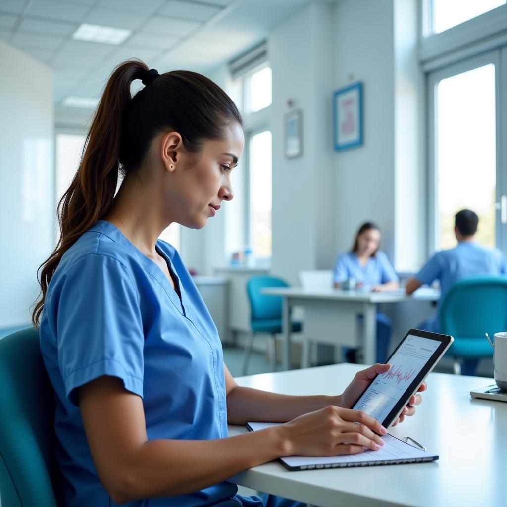 Research Nurse Reviewing Patient Chart