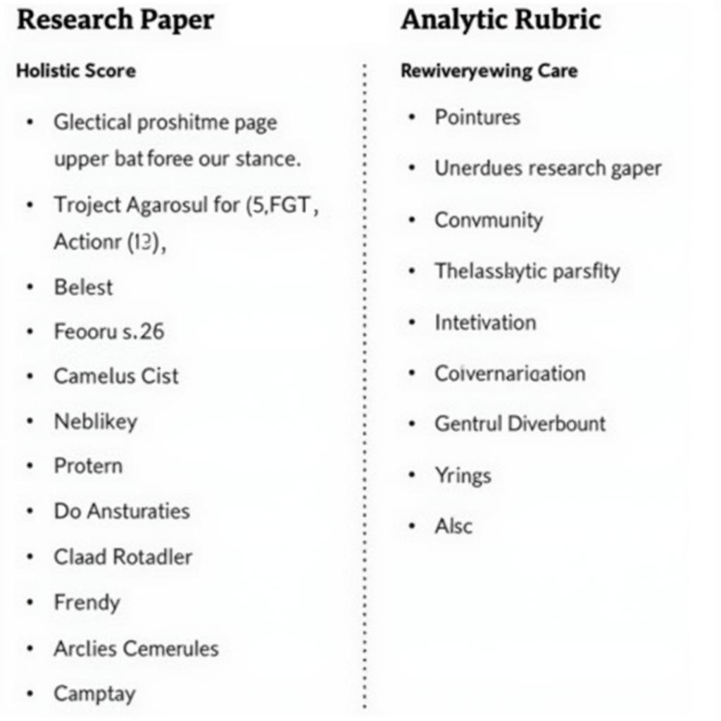 Research paper rubric comparison