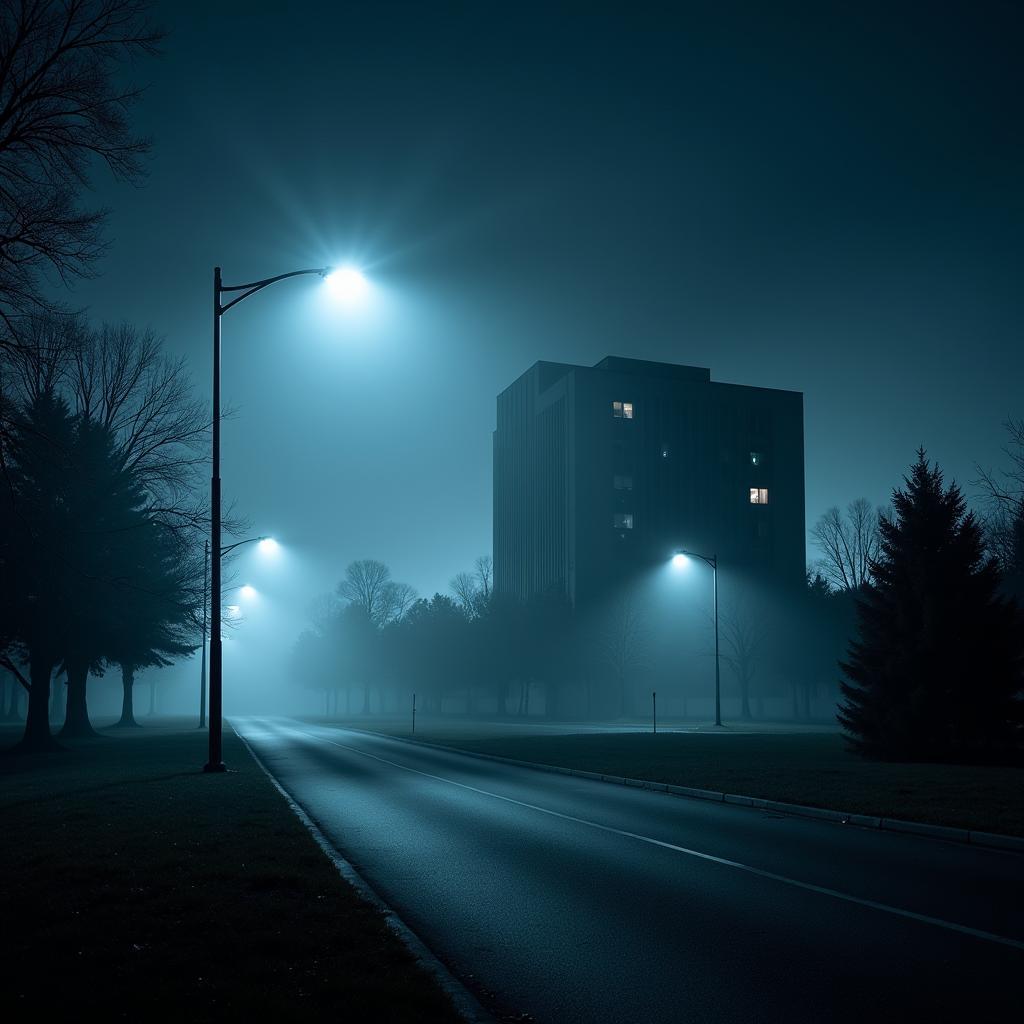 Eerie Night View of Research Park in Ann Arbor