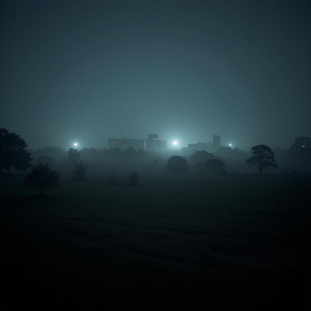 Research Park Orlando FL at night, with a mysterious fog rolling in.