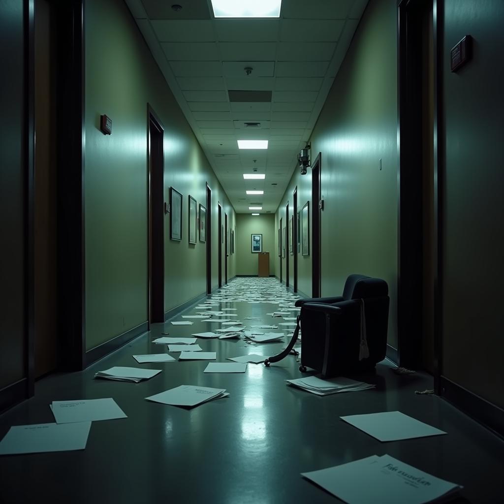 Deserted hallway inside Research Parkway