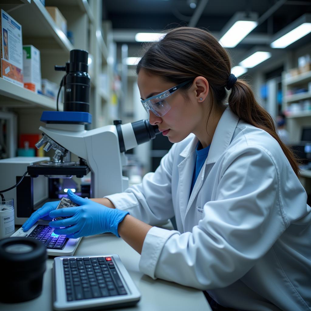 Research scientist conducting experiment in a CUNY laboratory