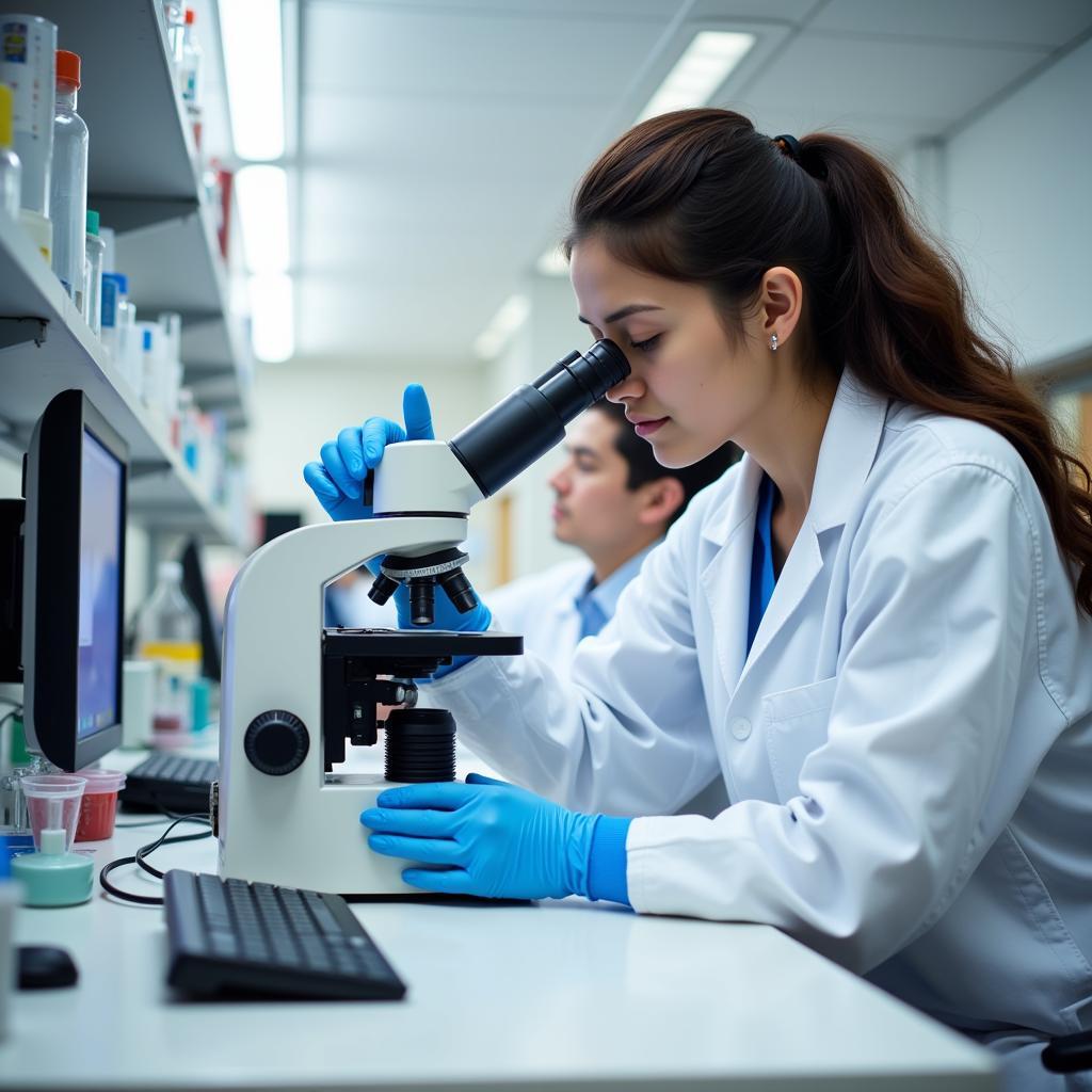 Research Scientist Analyzing Samples in a Laboratory Setting