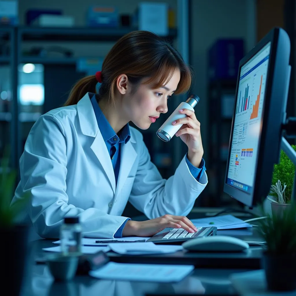 Research scientist analyzing data in a laboratory