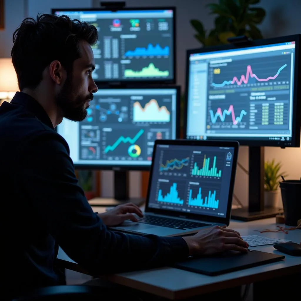 Research specialist analyzing data on a computer screen