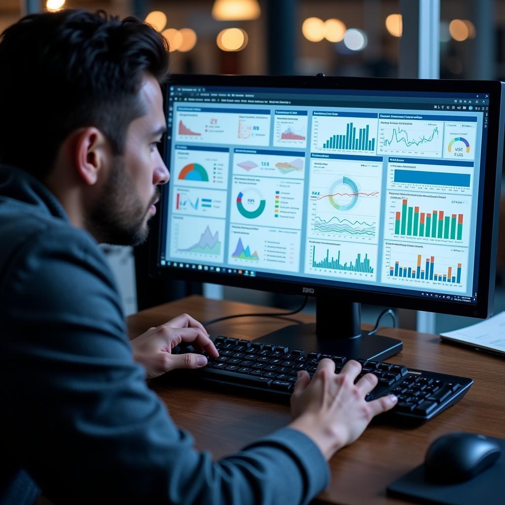 A research statistician analyzing data on a computer screen