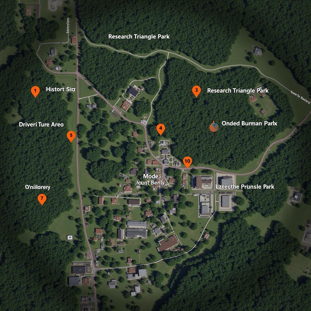 Research Triangle Park Map Highlighting Areas of Paranormal Activity