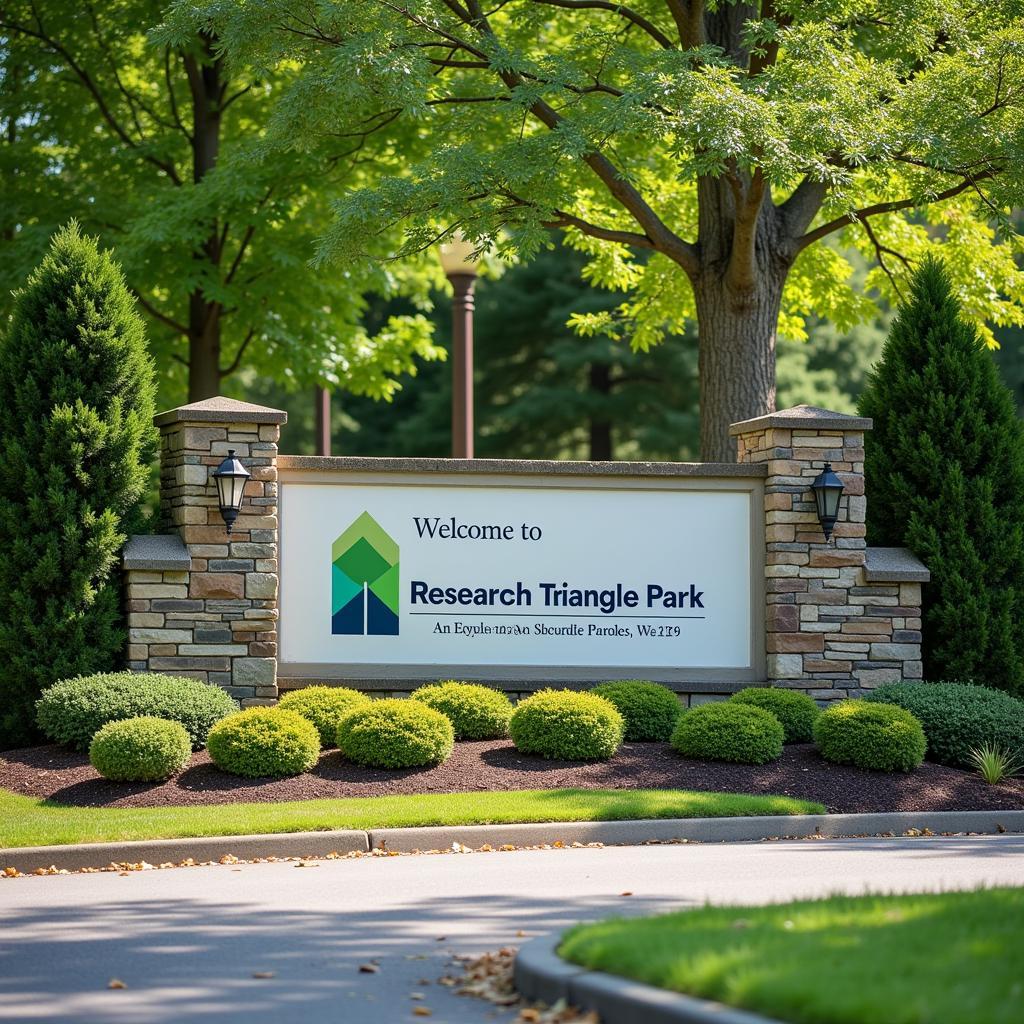 Signage welcoming visitors to Research Triangle Park