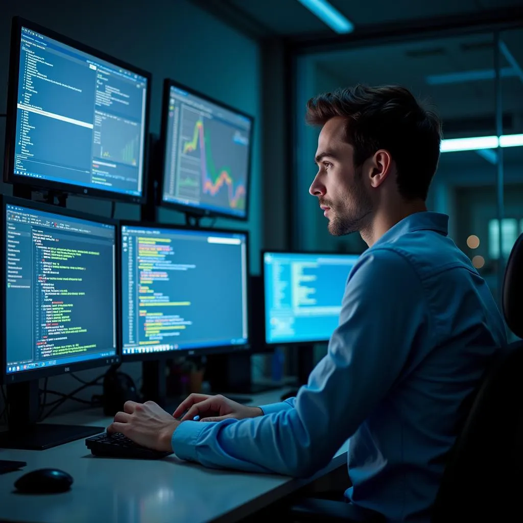 Researcher Analyzing Data on Computer