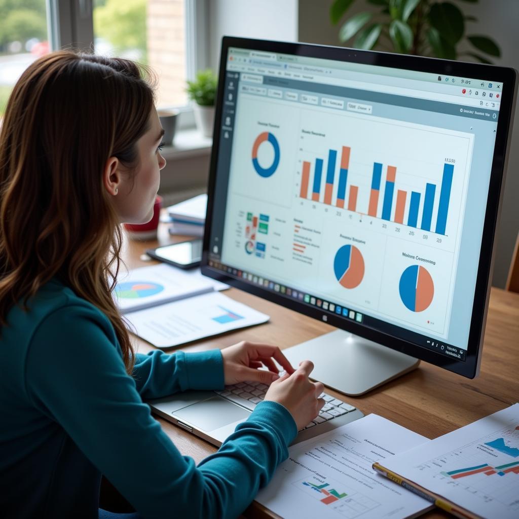 Researcher Analyzing Data on Computer