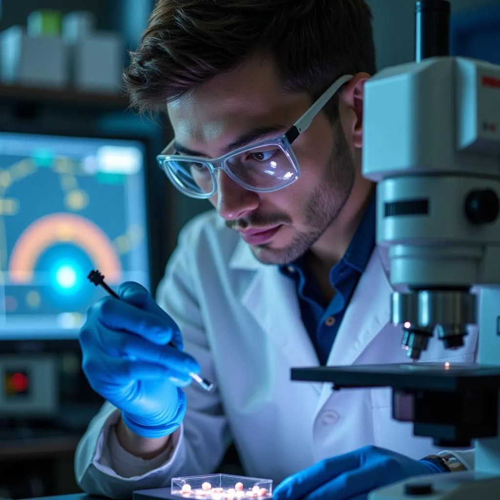 Researcher Analyzing Material Properties in Lab