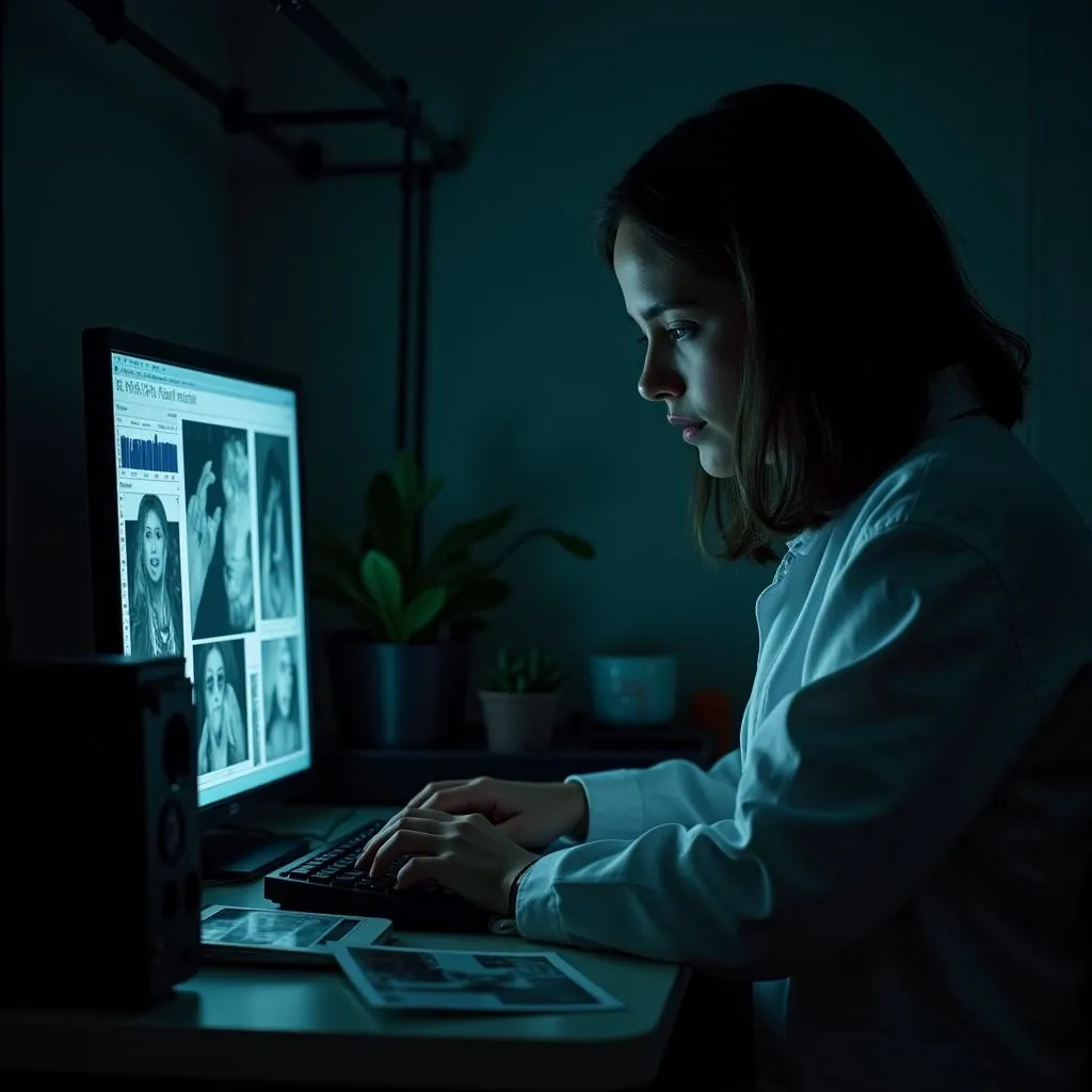 Researcher Analyzing Paranormal Evidence in a Lab