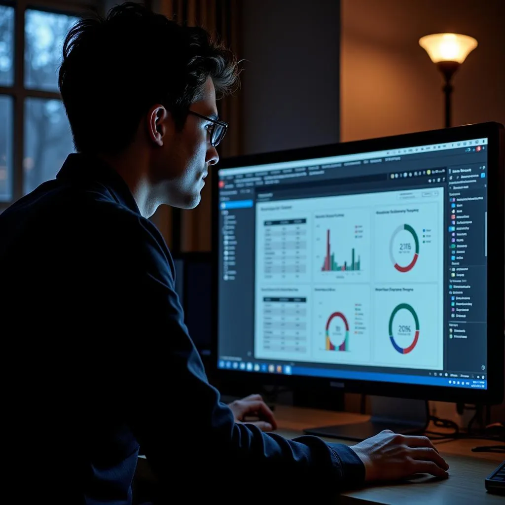 Researcher Analyzing Survey Data