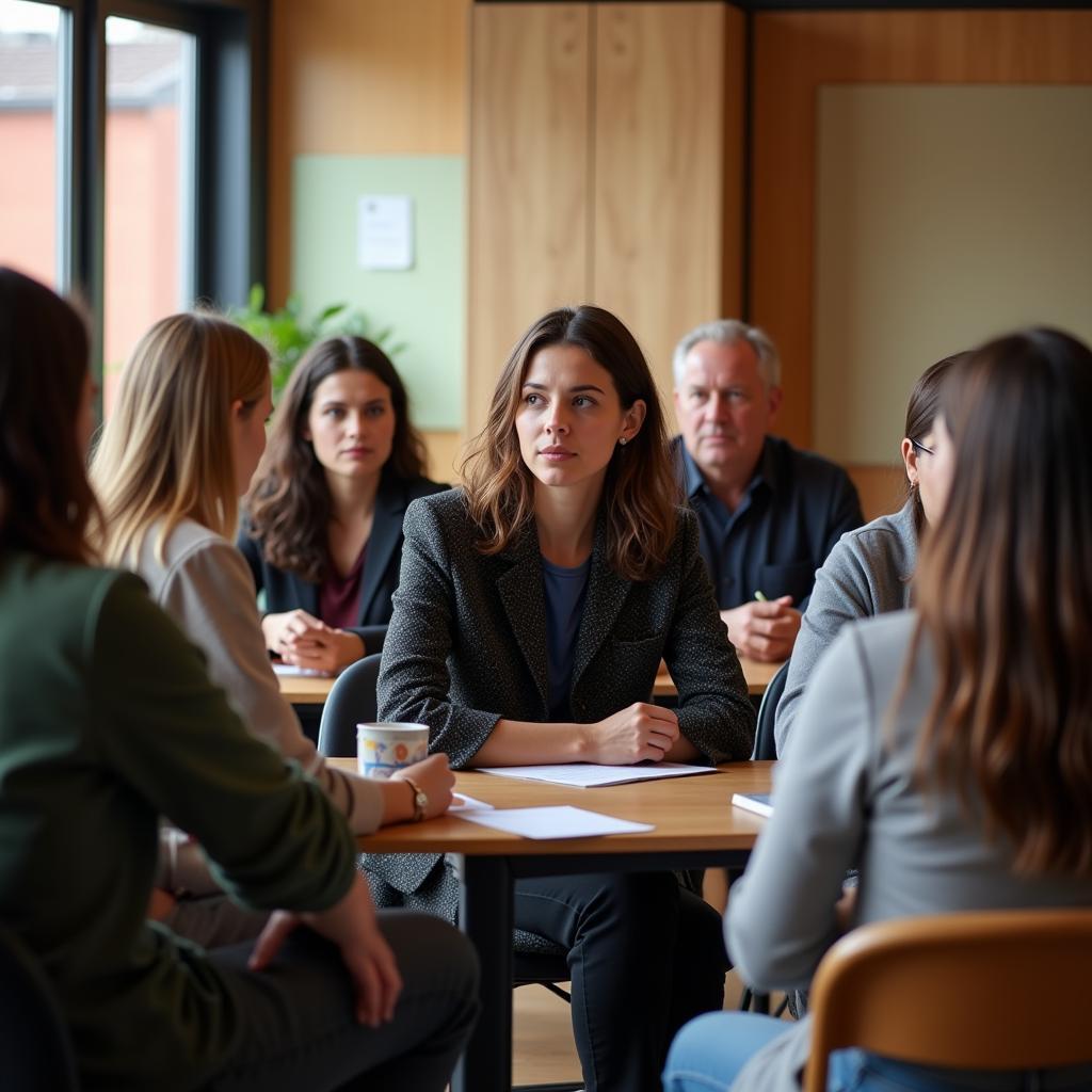 Researcher engaging in dialogue with community members