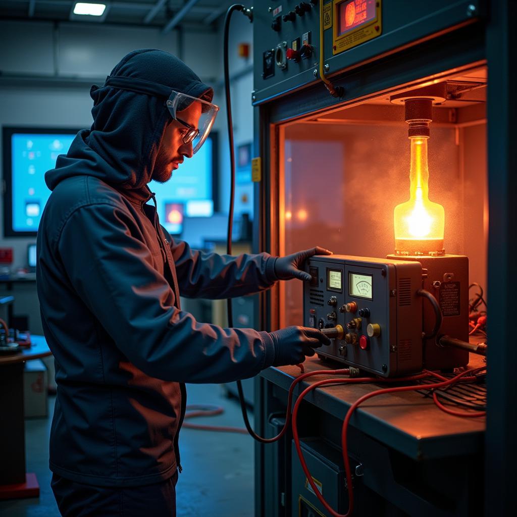 Researcher Conducting Gamma High Voltage Experiment