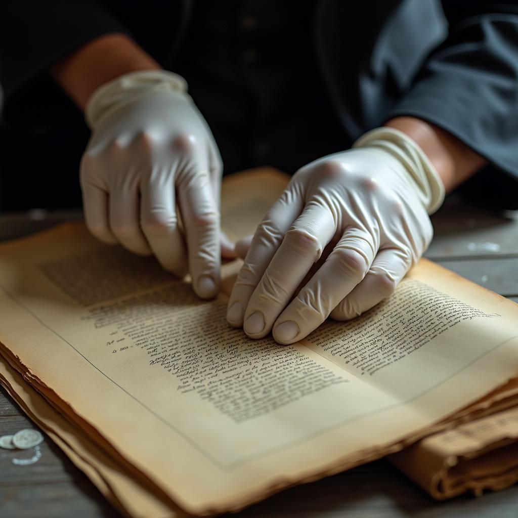 Researcher Examining Aged Documents