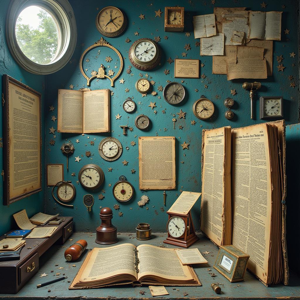 A lone researcher hunched over a table illuminated by a single lamp, intently scrutinizing documents filled with cryptic symbols and diagrams.