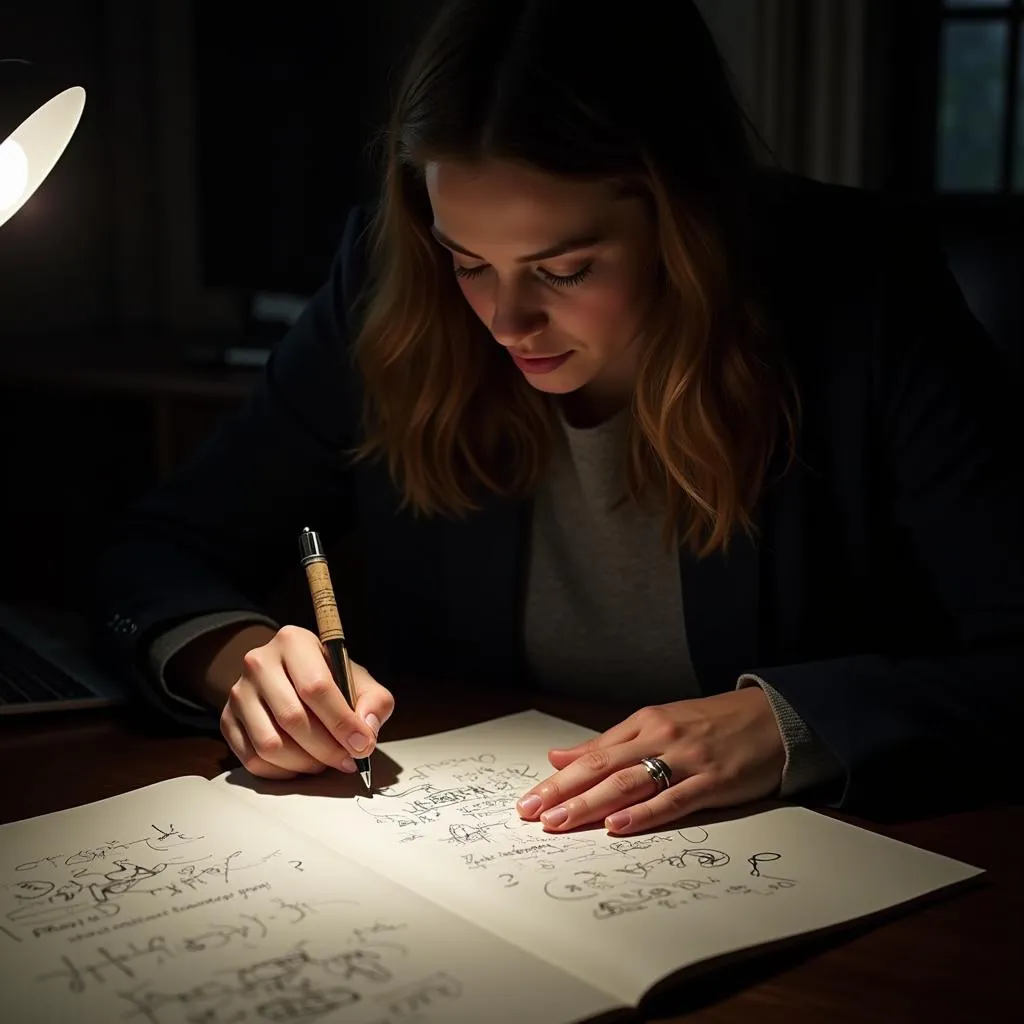 A paranormal researcher examines evidence gathered from automatic writing.