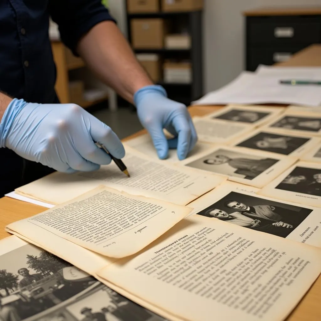 Researcher Examining Old Documents