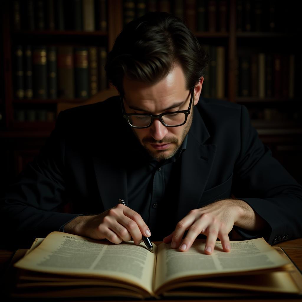 Researcher Examining Old Documents