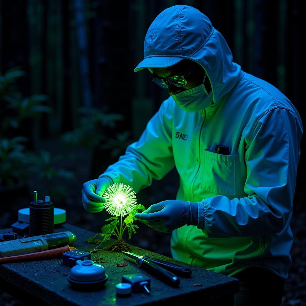 Researcher Studying Pandoran Flora