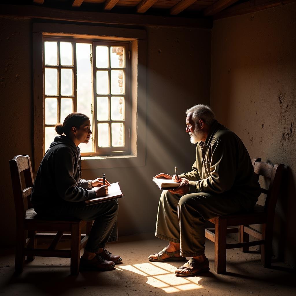 Researcher Interviewing Tribal Elder