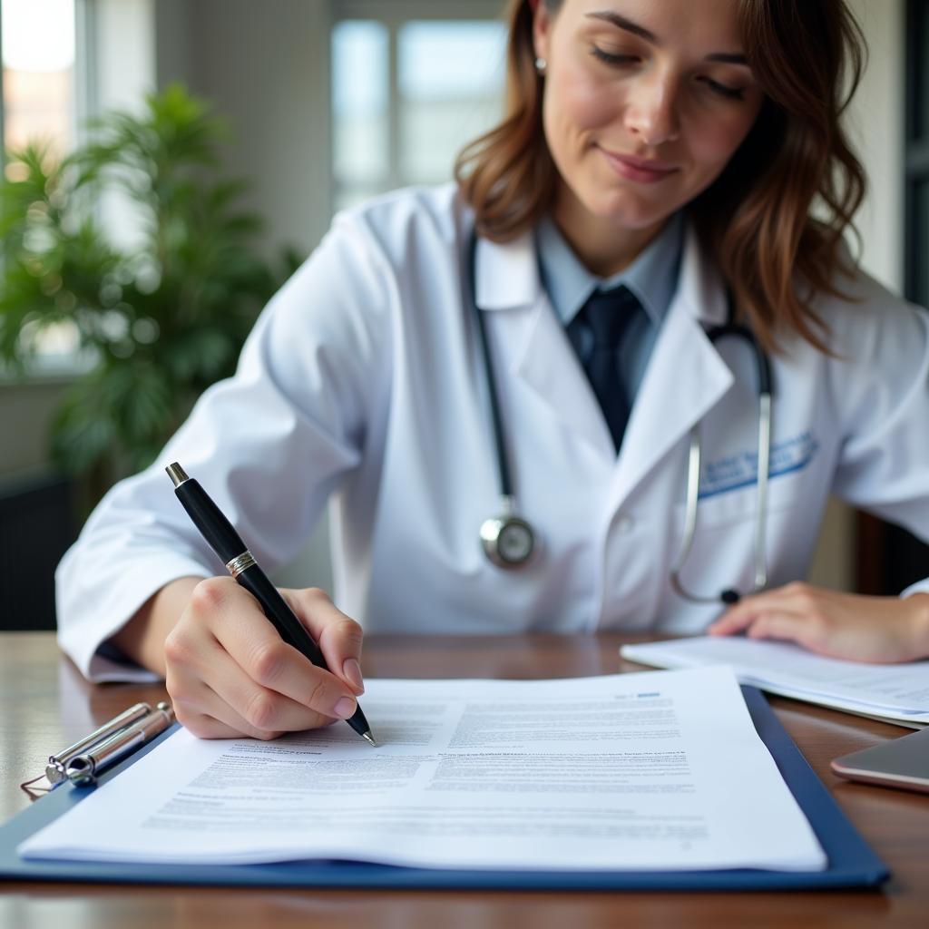 Researcher Reviewing Documents