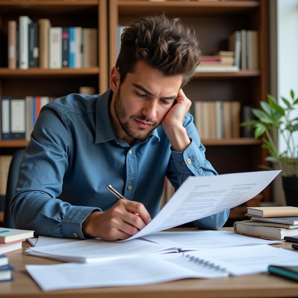 Researcher Reviewing Proposal