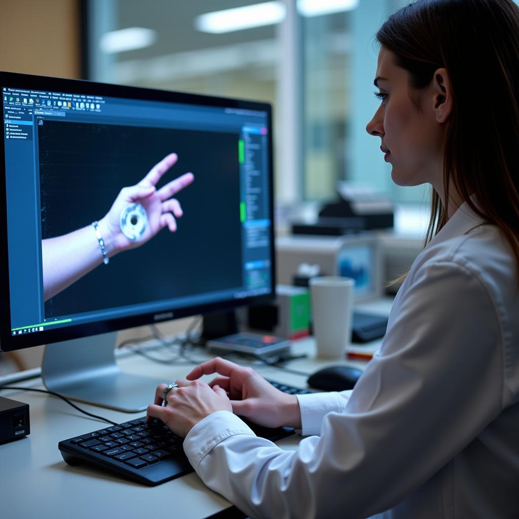 Researcher Using Biofeedback Equipment