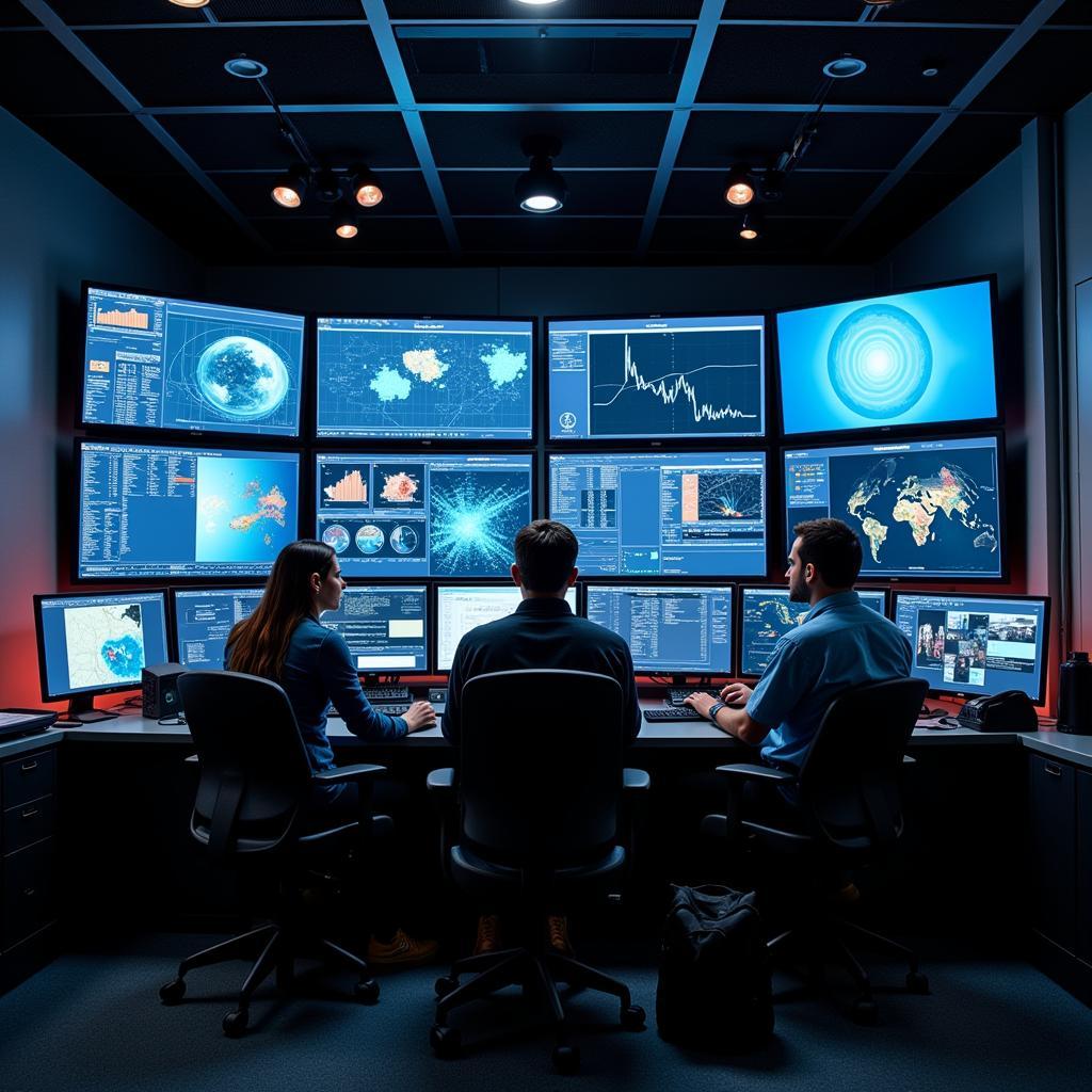 Researchers Analyzing Data in Control Room