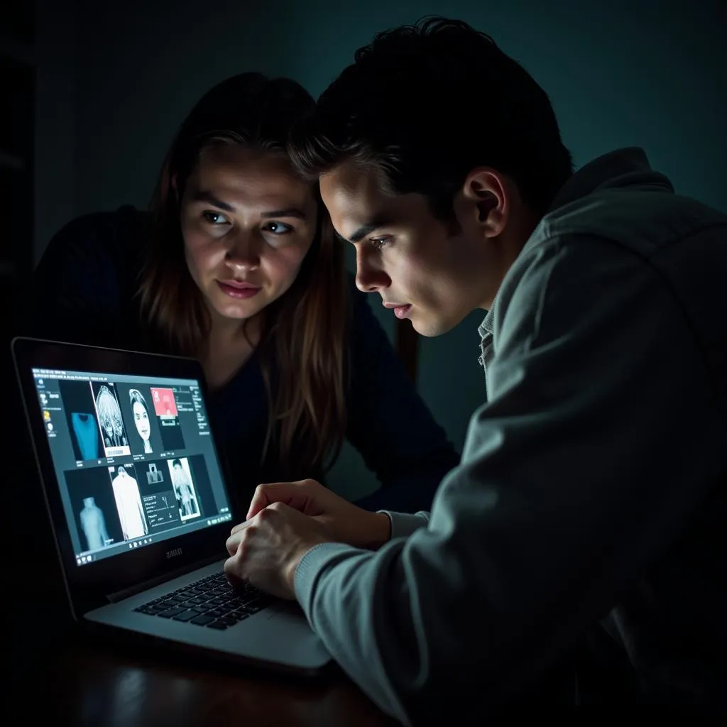 Researchers studying evidence collected during a paranormal investigation